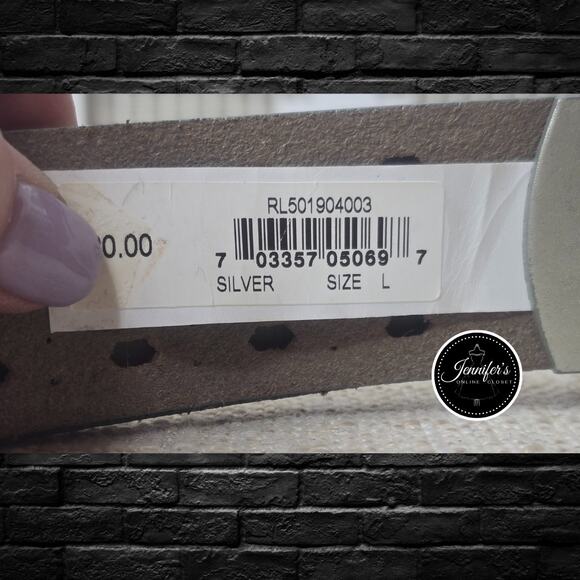 Relic Women's NWT Silver Geometric Cut Outs Double Prong Buckle Belt Size L - Picture 7 of 9